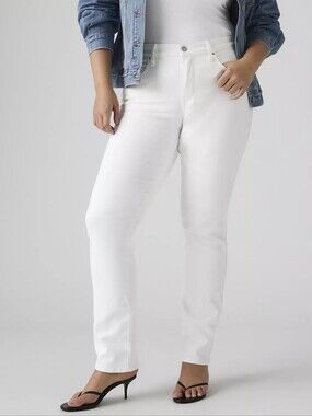 Levi's 314 Shaping Straight White Jeans Women's Size 31 Mid Rise Stretch Like Ne
